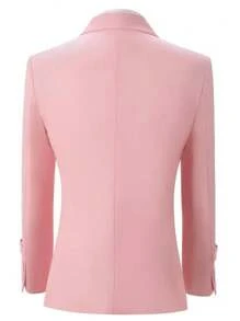 2-Piece Men's Suits, Slim Fit Suit With Double-Breasted Notched Lapel Solid Suit Jacket And Pants Set For Evening Party Prom - Pink - View 3