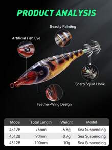 Kingdom Fishing Lure EGIKING SP 5.8g 8.7g 10g Squid Jigs Artificial Squid Hook Jigging Baits Sea Fishing Cuttlefish EGI Luminous - Multicolor - View 3