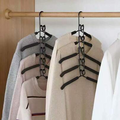 Clothes Hangers Space Saving 5 In 1 Multi Layer Metal Hanger Racks Non-Slip Foam Padded Heavy Duty Thick Magic Hanger Closet Organizers And Storage For Coat Sweater Suit T-Shirt