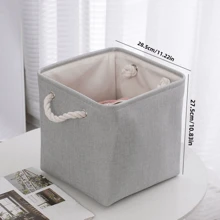 Giỏ đựng đồ bằng vải có tay cầm, màu trơn đơn giản, thùng đựng đồ gia dụng, hộp đựng đồ giặt chống bụi - Một kích thước - Xem 3