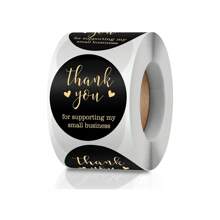 500 Peças/Rolo Adesivos Pretos de "Obrigado" de 1 pol./2,5 cm, Adesivo de Lacre para Sacola de Presente, Suprimentos Escolares, Domésticos e de Escritório, Suprimentos Escolares, De Volta às Aulas