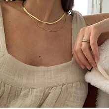 1pc European & American Style Exaggerated Personalized Simple Rock Retro Metal Snake Bone Necklace