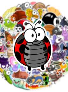 50pcs Cute Cartoon Insect Themed Stickers, Suitable For Decorating Laptop, Notebook, Motorcycle Helmet, Car, Gift Box, Envelope, Guitar, Luggage, DIY Handcraft, Planner, Back To School