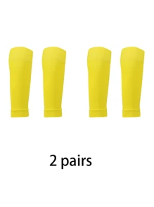 2 paires de chaussettes de compression de football de couleur unie simples, manches de jambe serrées, convenant au football, au basketball, au cyclisme et à d'autres sports de plein air