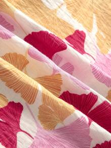 Vestido de tirantes con escote en V y espalda descubierta con estampado de hojas de ginkgo, mini vestido de verano sin mangas para el Día de San Valentín - Rojo - Ver 7