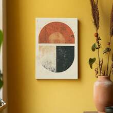1 Pc,Muted Color Block Print Of Two Half Circles, Original, Canvas, Wall Art, Living Room Wall Decorations, Bedrooms, Bathrooms, Frame Poster Art Prints, Hanging Paintings, Home Decoration, Festivals. Home Decoration Festivals 1 - Multicolor - View 5