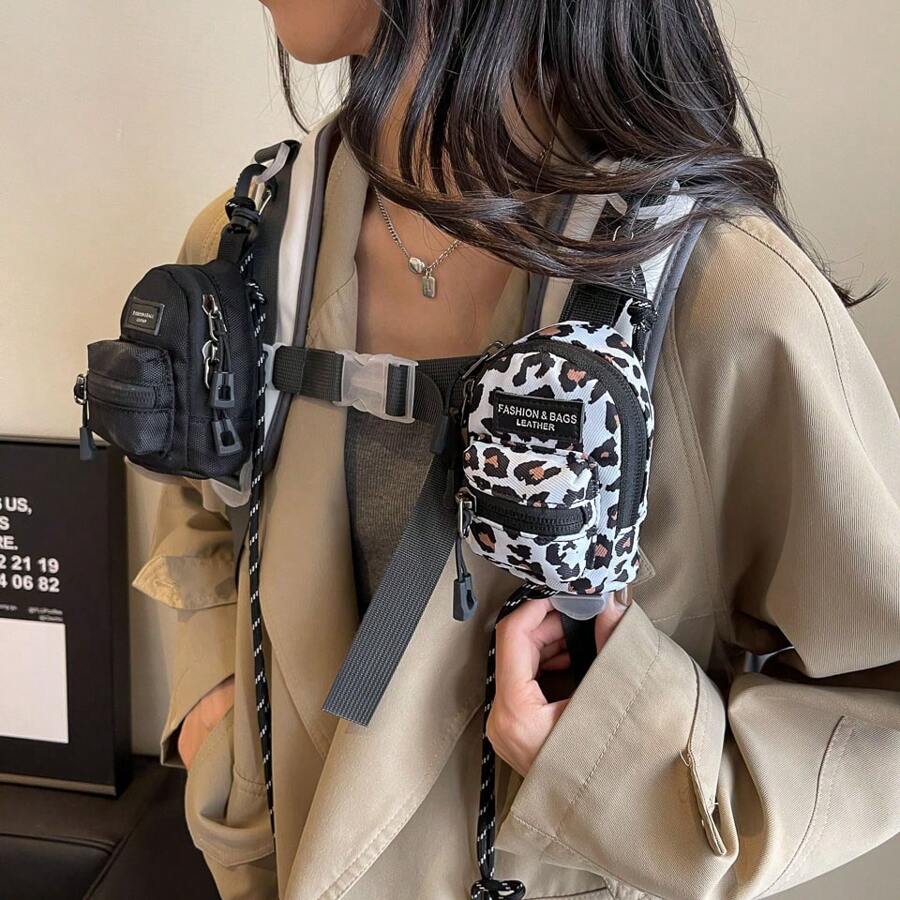 Mini Pouch Small Canvas Coin Purse Wallet, Travel Tactical Bag For AirPods, Earphones, Galaxy Buds, Coins, Keys, Paper Money - Zebra, Leopard, Cow, Cherry, Daisy Print