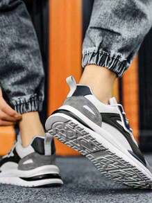 ISPORTE New Men's White And Gray Contrast Sports Shoes, Shock-Absorbing And Non-Slip Casual Skate Shoes, Lightweight, Breathable, Comfortable And Fashionable Casual Sports Shoes. - 白灰 - 查看 2