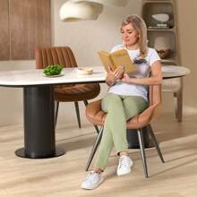 Nalupatio Modern Dining Chairs Set Of 4, Comfy Dining Room Chairs With Thick Cushions, Upholstered Fabric Kitchen Side Chairs With Metal Legs - màu nâu - Xem 4