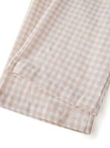 Women's Y2k Plaid Pants Gingham High Waisted Drawstring Wide Leg Pants With Pockets Soft Comfy Baggy Pants Casual Going Out Pants Loose Trousers - 卡其色 - 查看 8