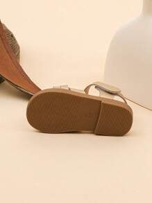 1 Pair Summer Girls Outdoor Hook And Loop Flat Sandals