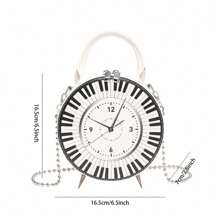 Bolsos cruzados de moda para mujer, bolsos de hombro con forma de reloj, bolsos de mano de cuero, bolsos de mano - Blanco - Ver 2