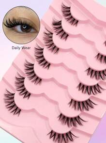 Asiteo 7 Pairs Transparent Natural Half-Strip False Eyelashes, Cat Eye Corner Lashes, Natural Style, Soft & Lightweight, Suitable For Beginners, Easy To Wear, Fit For Daily Dates - Cat Eye Lashes - View 4