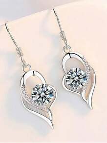 1 Pair Fashionable Creative Sparkly Niche Heart Design Bohemian Style Dangle Earrings, Suitable For Women's Daily Wear - Korvakorut - Näytä 2
