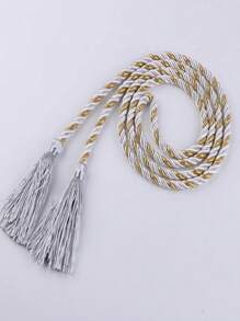 1 件流苏窗帘带，总长 37.7 英寸，简约收纳带适合任何场合，多功能窗帘带适合家庭使用