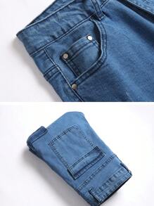 JUNBAOSS Men's Slim Fit Jeans Stretch Ripped Skinny Jeans For Men, Fashion Straight Leg Comfort Flex Waist Casual Pants - 藍色 - 查看 6