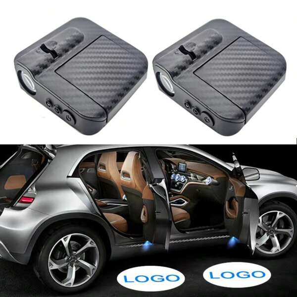 2pcs Wireless Car Door Ligh, Projector For Logo, LED Door Welcome Lights, Auto Sensing Logo Light For Toyotas VW Audi BMW Nissan Peugeot Chevrolet Et Al, Auto Sensing Decoration Courtesy Lights, Auto Decoration, Car Interior Accessories