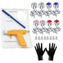 Reusable Ear Piercing Kit For Professional Salon With 8 Pcs Stainless Steel Earrings Set For Home