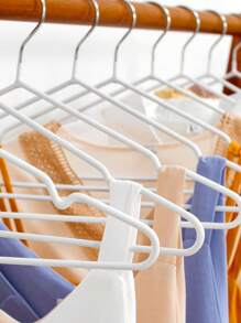 10 件女士简约优雅塑料涂层加厚衣架成人衣柜整理衣架防滑无痕无痕迹适用于洗衣烘干和内衣储存 - 彩色 - 查看 4