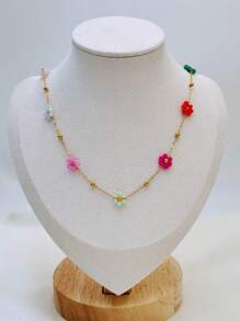Daisy Flower Bracelet Necklace Anklet Earrings Set, Suitable For Women Spring/Summer Outfits