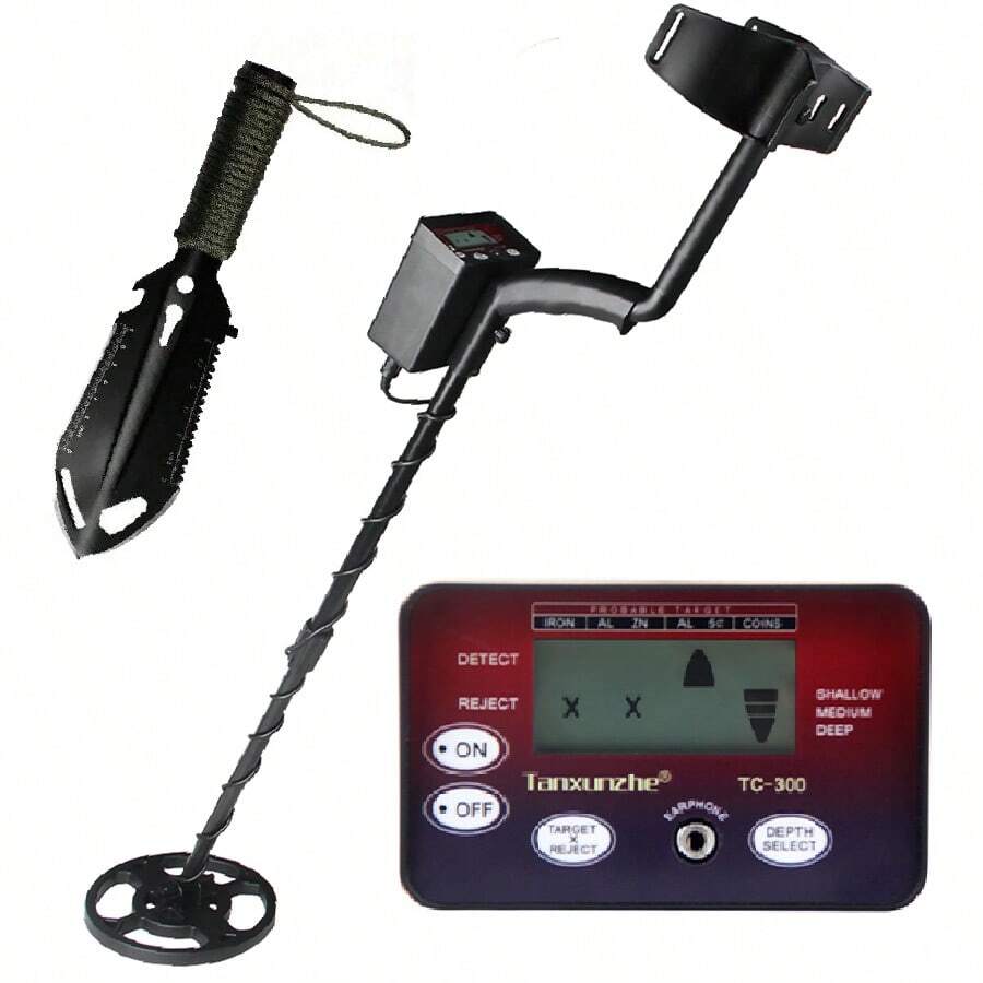Adult High Sensitivity Underground Metal Detector With 8" Waterproof Coil, Precise For Gold, Silver, Copper, Iron Detection On Beach, Land, Comes With Shovel (Batteries Not Included)