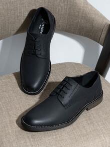 SHOESMALL Men's Casual Black Dress Shoes Suede Plain Toe Business Oxford Shoes Dark Brown Dress Shoes For Men - 黑色 - 查看 6