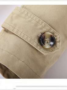 Chaqueta de Lana Elegante Antiviento Cuello Alto Hombre - Caqui - Ver 5