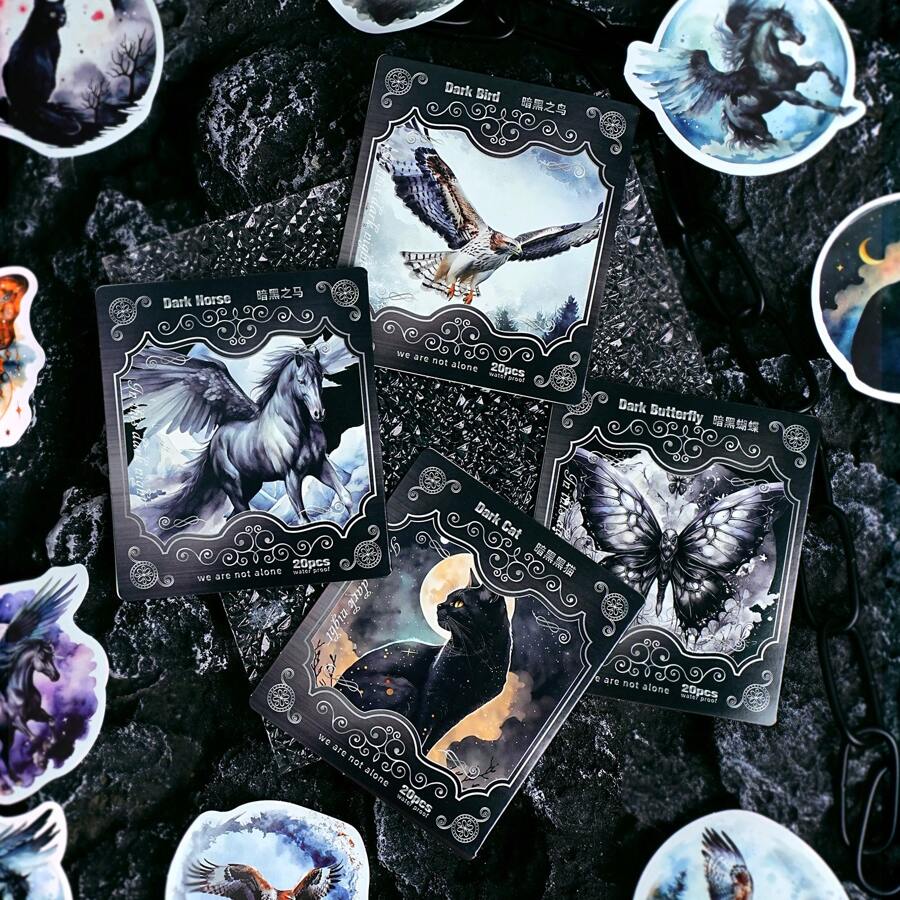 1 件深色系列涂鸦贴纸，个性化创意 DIY 笔记本电脑贴纸、墙壁贴纸、装饰贴纸 - 均碼 - 查看 1