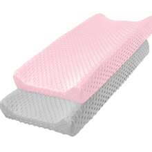 2 件套透气 Minky 尿布台床单套 Minky 尿布垫套超柔软 Minky 圆点毛绒尿布台套，适合婴儿女孩和男孩