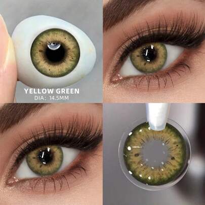 2 stycken gråbruna kontaktlinser ögonmakeup mjuka kontaktlinser årliga glasögon kosmetiska mjuka linser halloween kostym cosplay