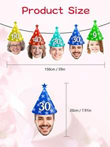 定制人脸横幅、生日横幅、30岁生日、40岁生日、50岁生日、大脸剪纸、人脸横幅、生日帽（多种款式）、多功能、防霉、装饰性、可重复使用、精致、时尚、高品质、可爱、现代、定制、独特、个性化、送给他的理想礼物、厨房、餐厅、卧室、办公室、客厅、家居、花园、茶室的理想礼物、婚礼必备、温馨氛围、家居生活、定制横幅和三角旗、永恒的爱 - 彩色 - 查看 3