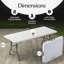 Used 6-Ft Plastic Folding Table - Ideal For Indoor/Outdoor Dining & Party Use - 1 - View 2