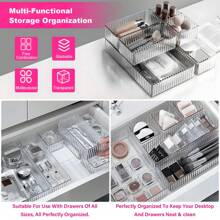 7/10/14 PCS Clear Drawer Organizers Bins, 4-Size Stackable Makeup And Vanity Drawer Organizer Trays, Acrylic Bathroom Drawer Storage Containers For Cosmetic, Office Supply, Kitchen Utensils Gadgets