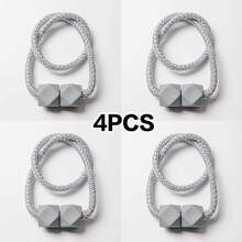 4 piezas de sujetadores de cortinas con imán fuerte y diseño de cuerda gruesa para dormitorio, sala de estar, cocina, accesorio de decoración del hogar de plástico duradero. - 2Negro2beige - Ver 4