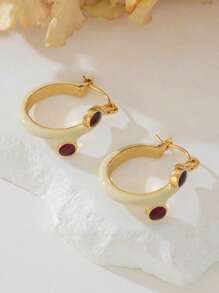 1 Pair Vintage French-Style Blue Round Geometric Earrings