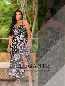 Women's Loose Printed Dress With Adjustable Straps Black/White