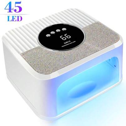 LIMEGIRL 45 LED Bead Diamond Nail Lamp, Gel Nail Polish Curing LED UV Light With 4 Timer Settings, Auto Sensor LCD Display, Professional Nail Salon Tool Accessory