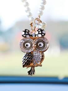 1 件锌合金蝴蝶结猫头鹰带水钻汽车吊坠 - 均碼 - 查看 5