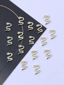 20 pièces Charms d'ongles en forme de serpent, décoration d'art des ongles 3D, bijoux de clou en alliage punk gothique, accessoires de manucure DIY pour salon