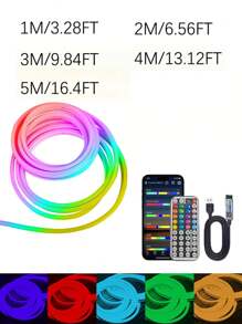 1 buah Lampu Strip LED Neon Tahan Air, Desain DIY untuk Ruang Permainan, Kamar Tidur, Ruang Tamu, Dapur, Bar, Koridor, Dekorasi Pesta, Dekorasi Luar Ruangan, Dekorasi Suasana Liburan, Dekorasi Pesta dengan Kontrol Jarak Jauh 44 Tombol, Berbagai Mode - cahaya berwarna - View 10