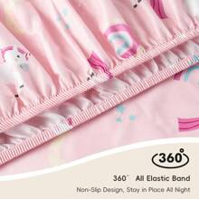 Unicorn Kids Sheet Set Twin Size, 3 Piece Twin Bed Sheet, Breathable Fitted & Flat Sheets,Deep Pocket Cozy Microfiber Toddler Bedding Set For Boys Girls - PinkUnicorn - View 4