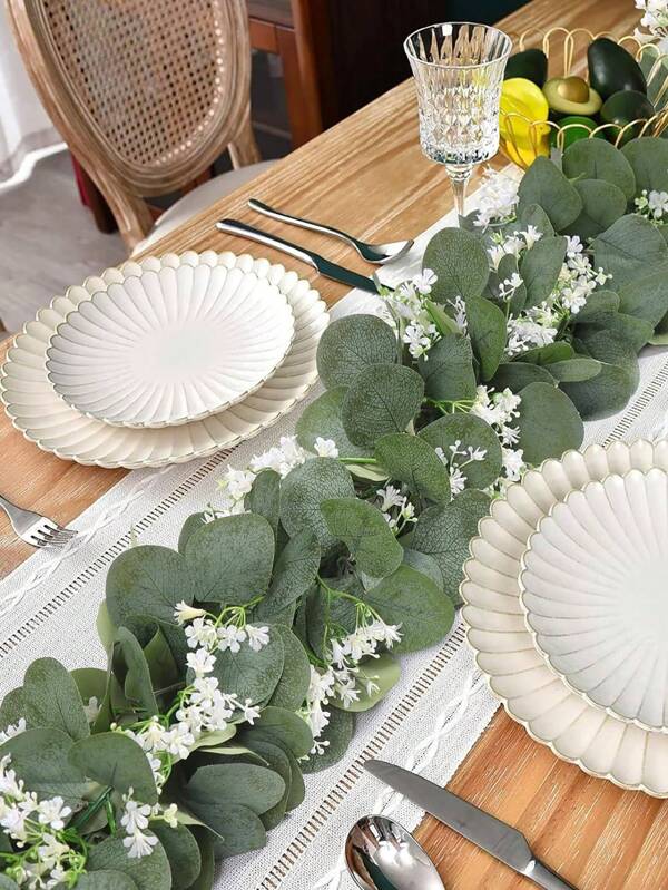 1/2/4/8pcs 5.9ft Eucalyptus Garland Artificial Ivy Greenery Fake Silver Dollar Eucalyptus Leaves Vines Table Decor Green Vine Spring Artificial Vines For Home Mantle Party Decor Indoor/Outdoor,Room Decor,Artificial Plants,Party And Holiday Decorations,Fall Decoration, Halloween Decoration, Christmas Decoration, Boho Style,Thanksgiving Decoration,Fall Winter Decoration,New Year Decorations