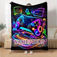 Customizable Gamer's Flannel Blanket With Vibrant Neon Gamepad Design - Soft, Warm & Lightweight | Ideal For Sofa, Bedroom, Office, Camping & Travel | Perfect Personalized Gift For Friends & Family, Multi-Functional, Ornamental, Letter, Stylish, Modern, Colorful, Kawaii, Adorable, Cute, Casual, Custom, Personalized, Unique, Customized, Son, Daughter - Multicolor - View 25