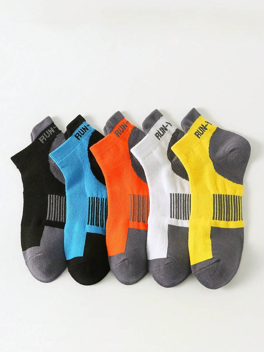 5 双男士轻质网眼透气吸汗运动短袜，适合夏季、休闲、工作、学校、办公室、青少年和青年尺码 39-44