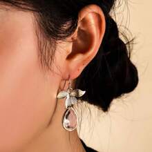 1 对波西米亚风格金叶水晶吊坠耳环 -​​ 女士复古时尚珠宝 - 金色 - 查看 1