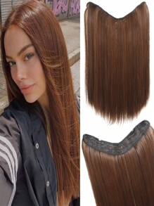 Synthetic 4 Clip In Hair Extensions V-Shaped Long Straight Hairstyle Hairpiece Black Blonde 20inch Natural Wig For Women