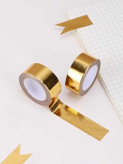 1/2/4/5pcs 1.5cm Laser Gold Shiny Tape, DIY Craft, Wedding Decoration, Gift Wrapping Back To School
