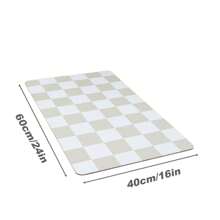 1pc Checkered Dish Drying Mat For Kitchen Counter Coffee Bar Coffee Station Accessories Retro Aesthetic 24"X16"Cute Absorbent Coffee Mat Kitchen Drying Mat Easy To Clean Coffee Bar Decor