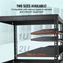 1-2U Server Rack Shelf, 16"/406mm Or 10"/254 Mm  Depth, 50lbs Max Load Capacity Vented Cantilever Or Wall Mount Rack Mount Shelf With Tray, Good Air Circulation For 19"/482.6mm Network Cabinet Or Equipment Rack, Black - 2PCS 1U, 10"/254 mm Depth - View 5