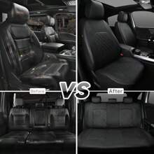 使用我们的豪华绗缝仿皮 5 座套升级您的汽车座椅 - 通用型！ - 均碼 - 查看 7